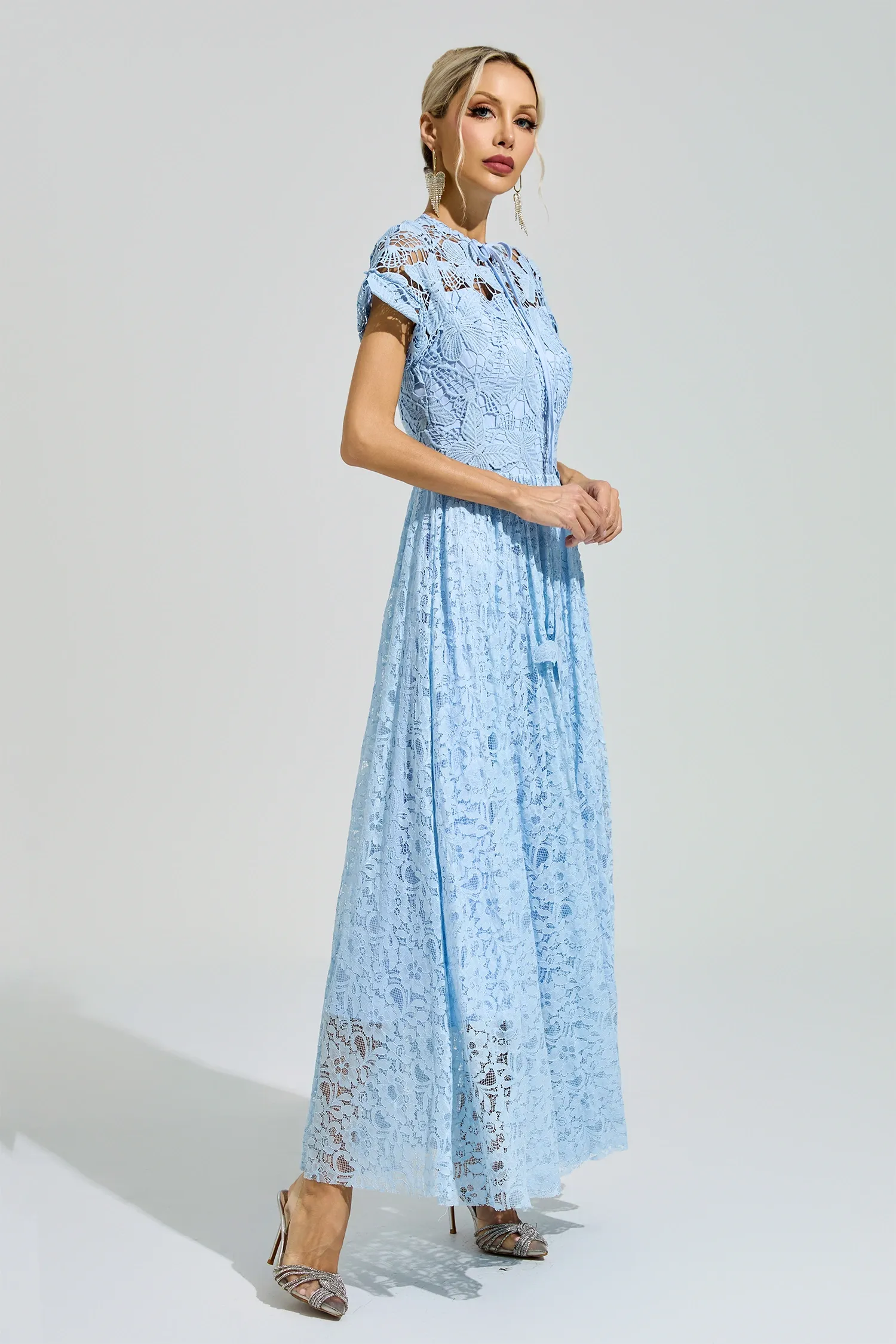 Penrose Blue Lace Floral Dress