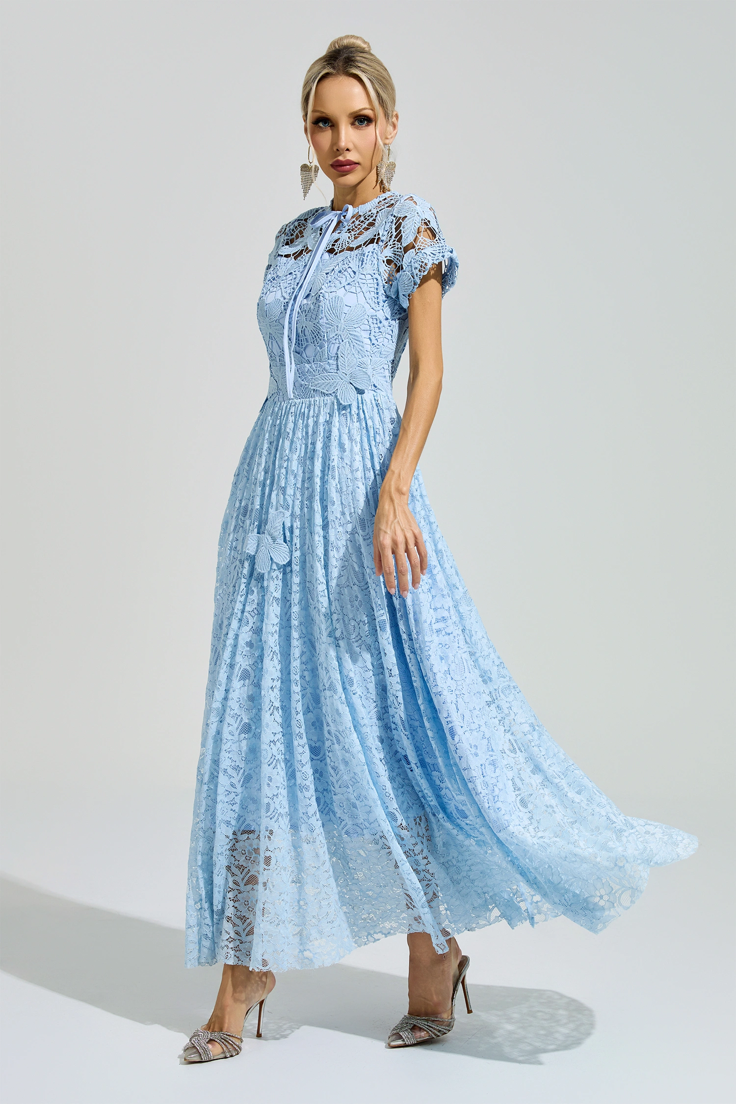 Penrose Blue Lace Floral Dress