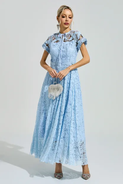 Penrose Blue Lace Floral Dress