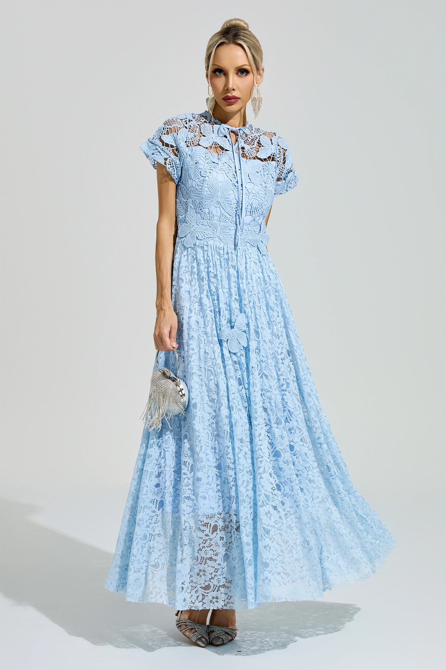 Penrose Blue Lace Floral Dress