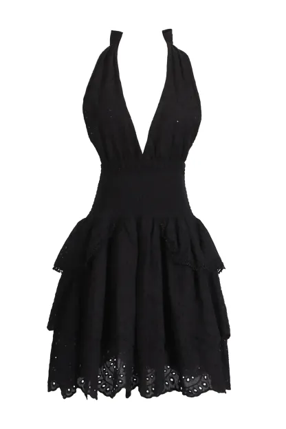 Alvis Black V-neck Halter Dress