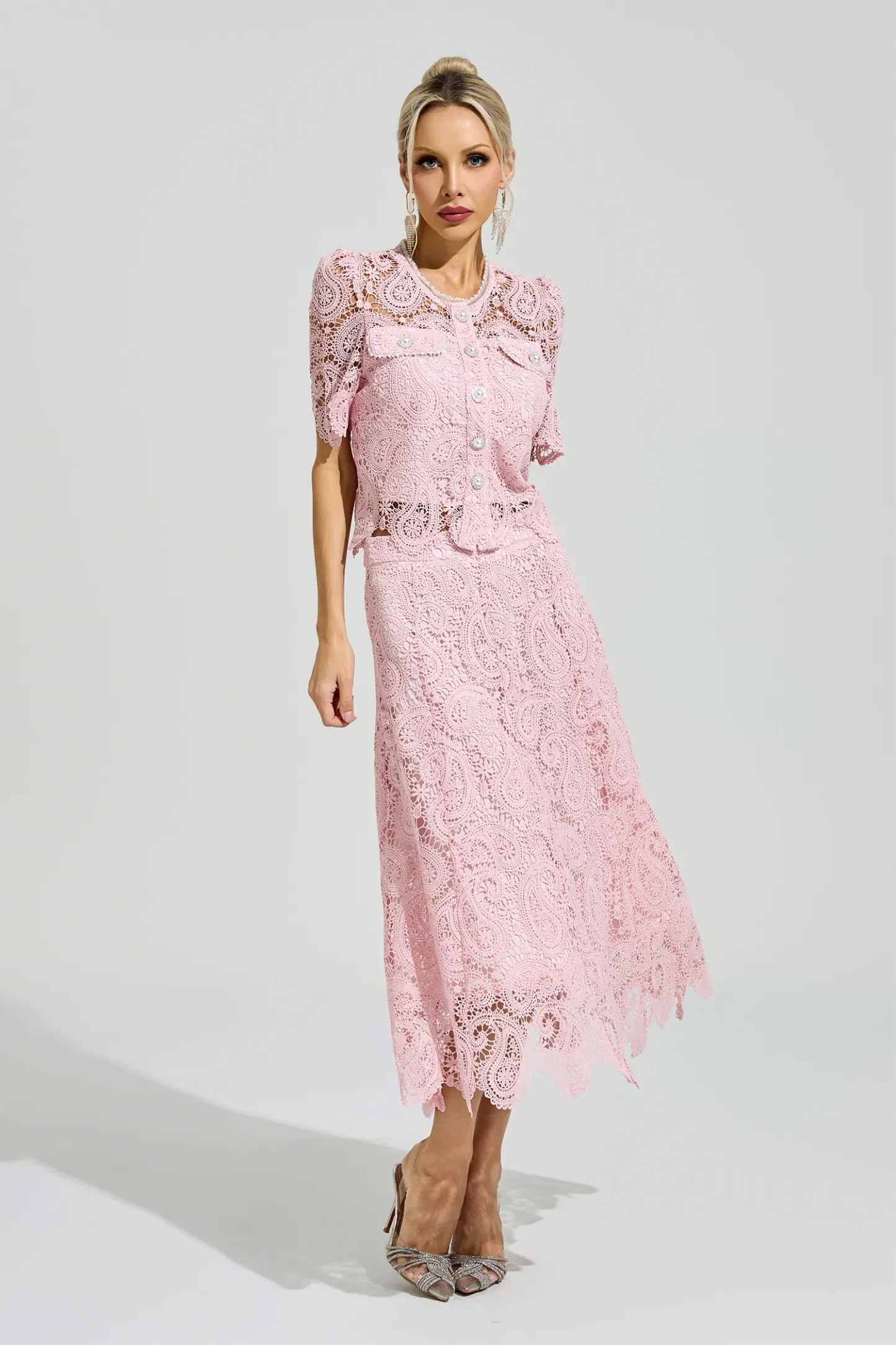 Lucien Pink Lace Two Piece Set