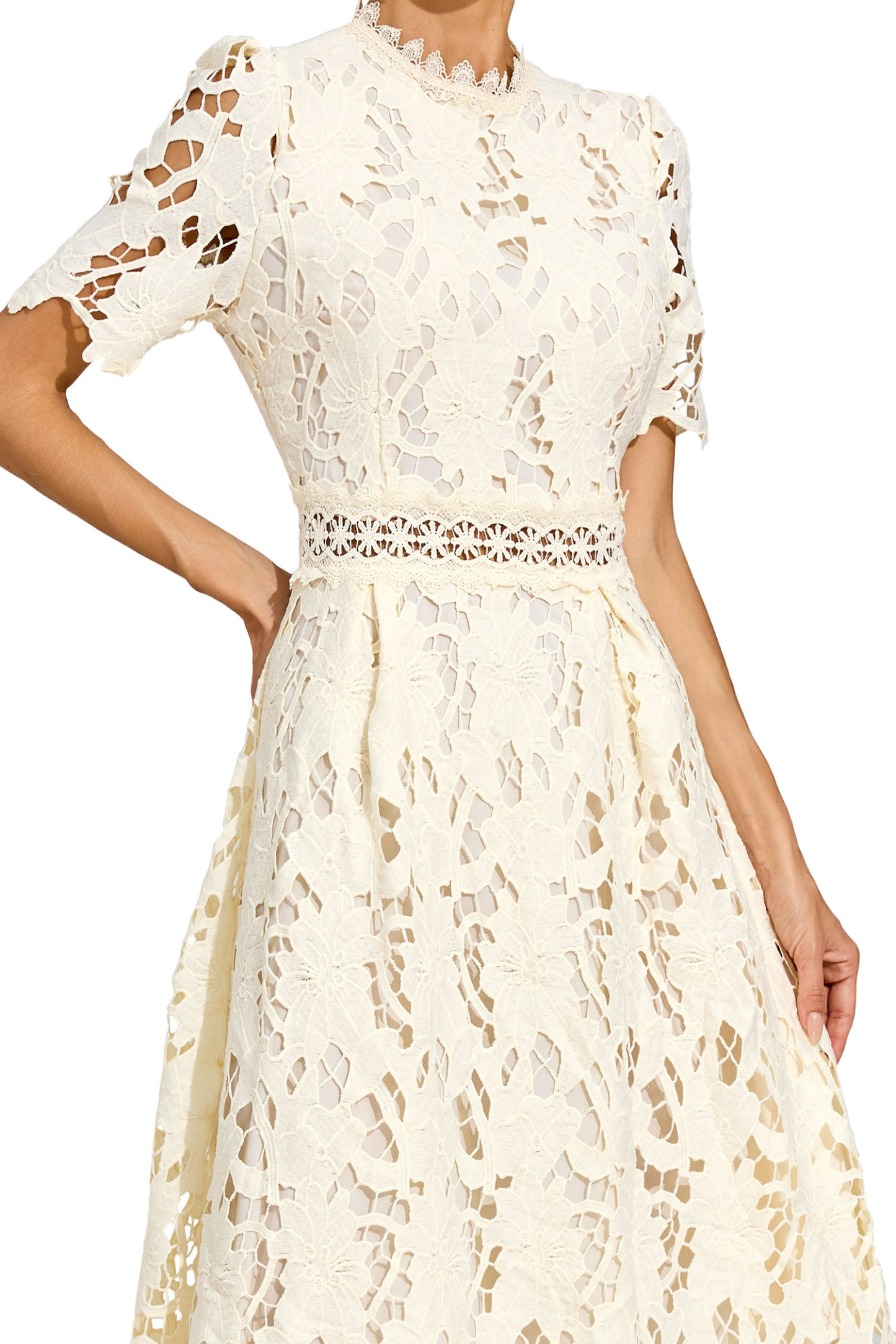 Kit Apricot Lace Cut Out Midi Dress
