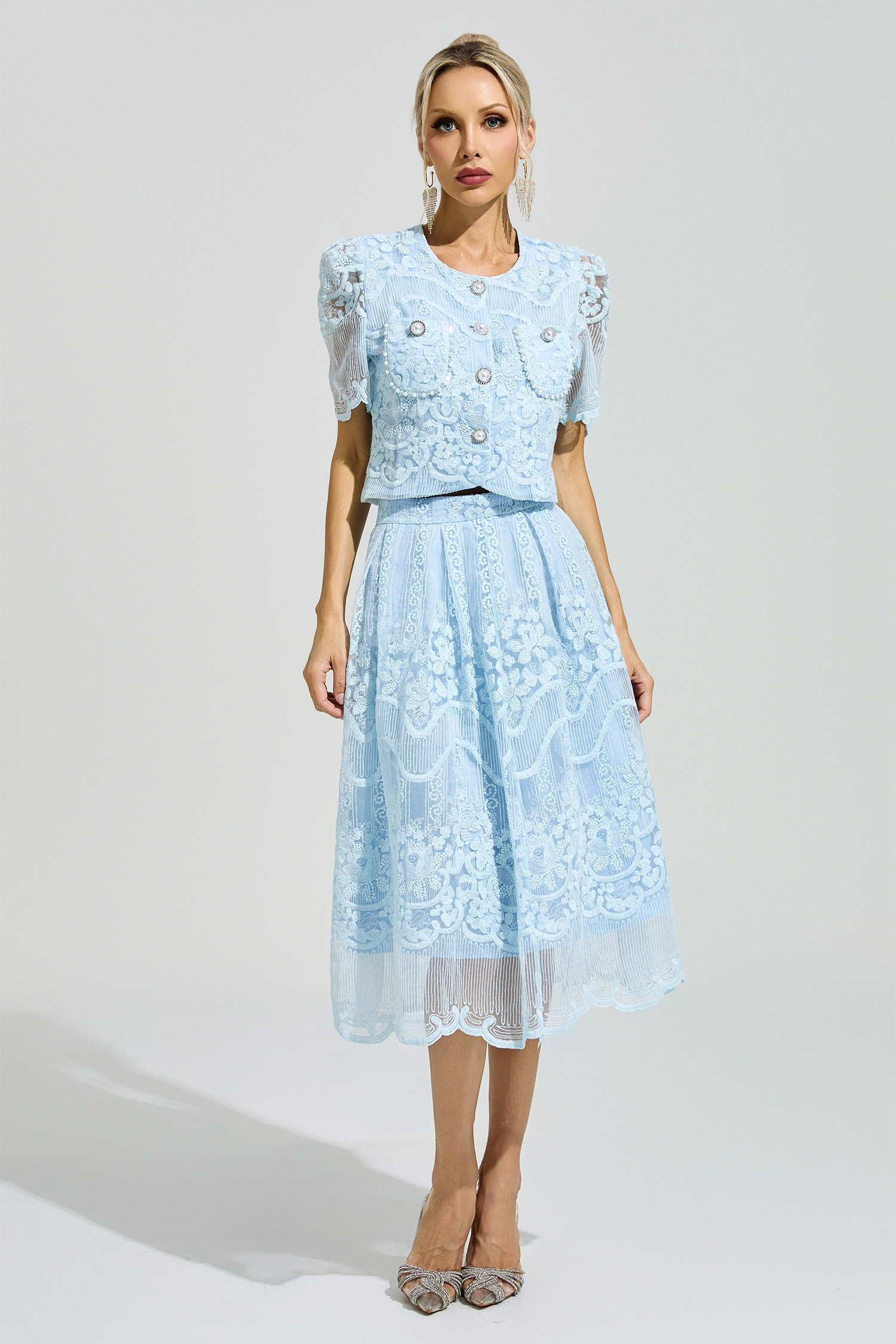 King Blue Lace Pearl Set