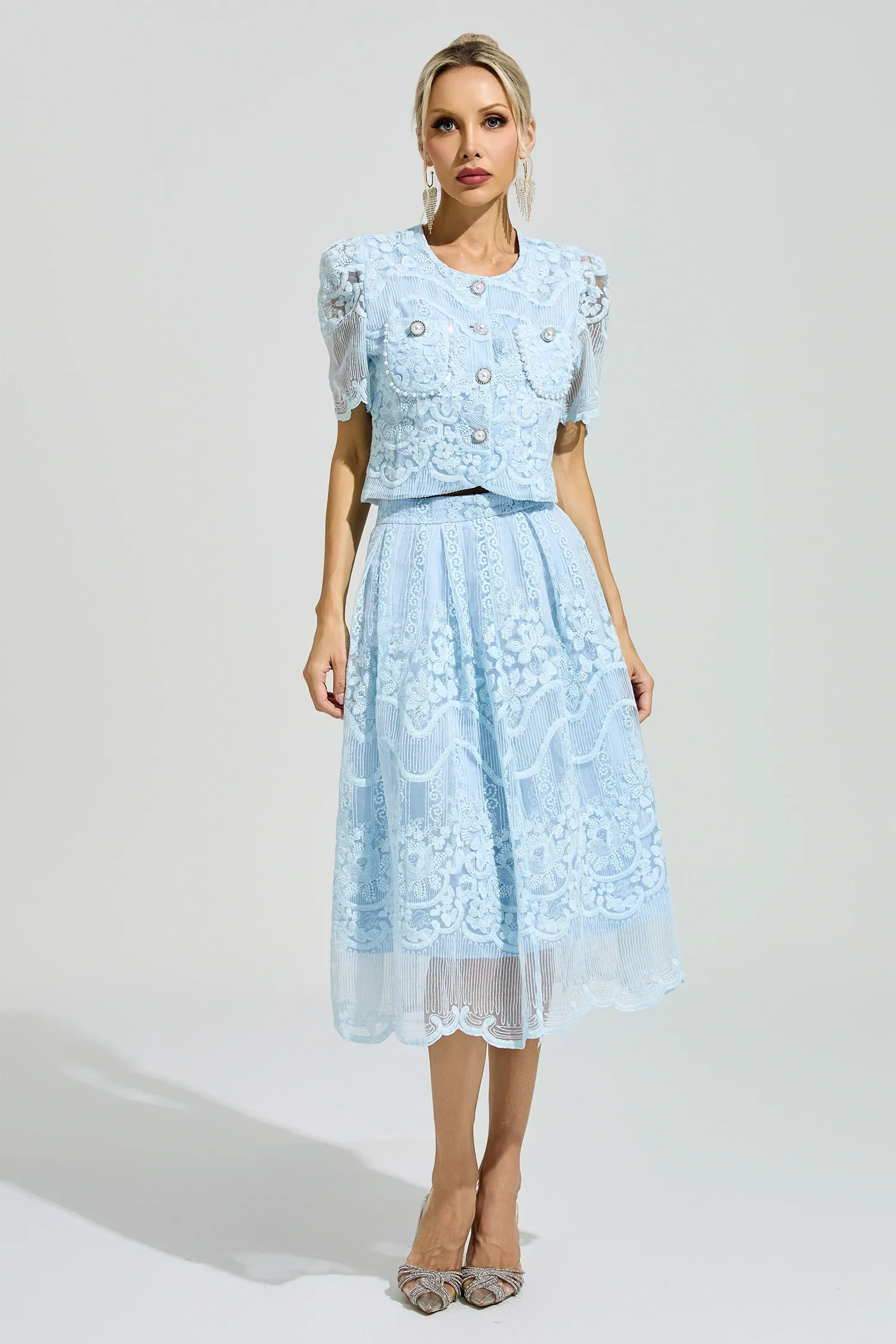 King Blue Lace Pearl Set