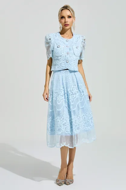 King Blue Lace Pearl Set