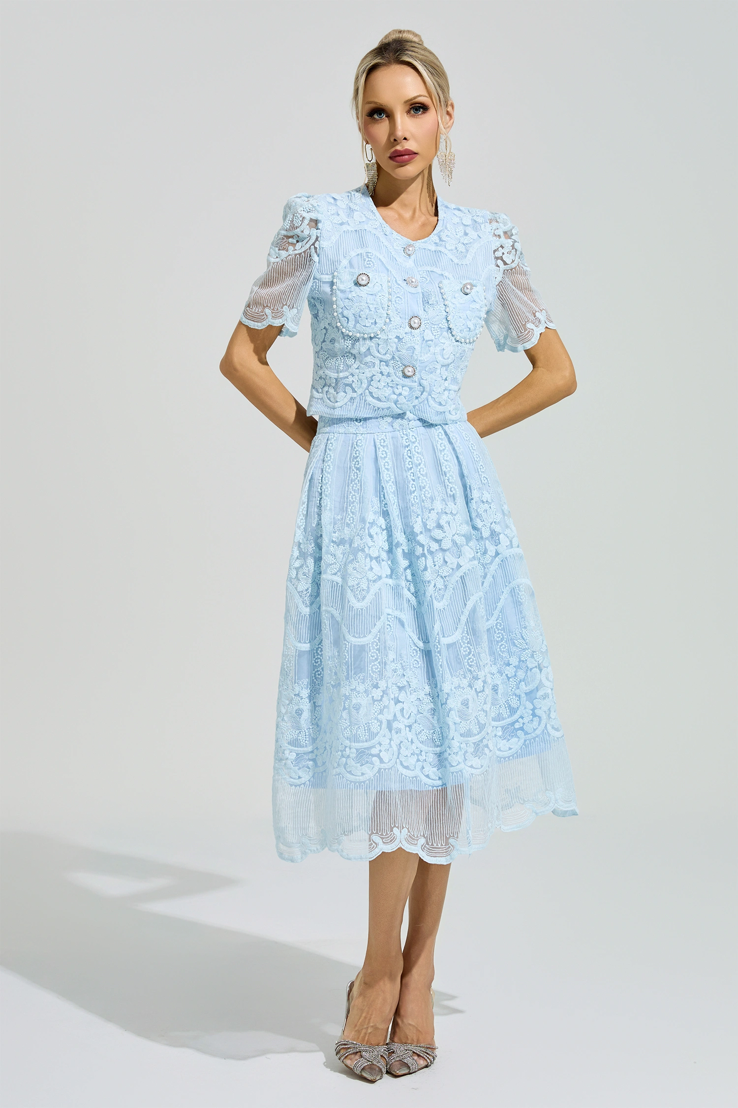 King Blue Lace Pearl Set