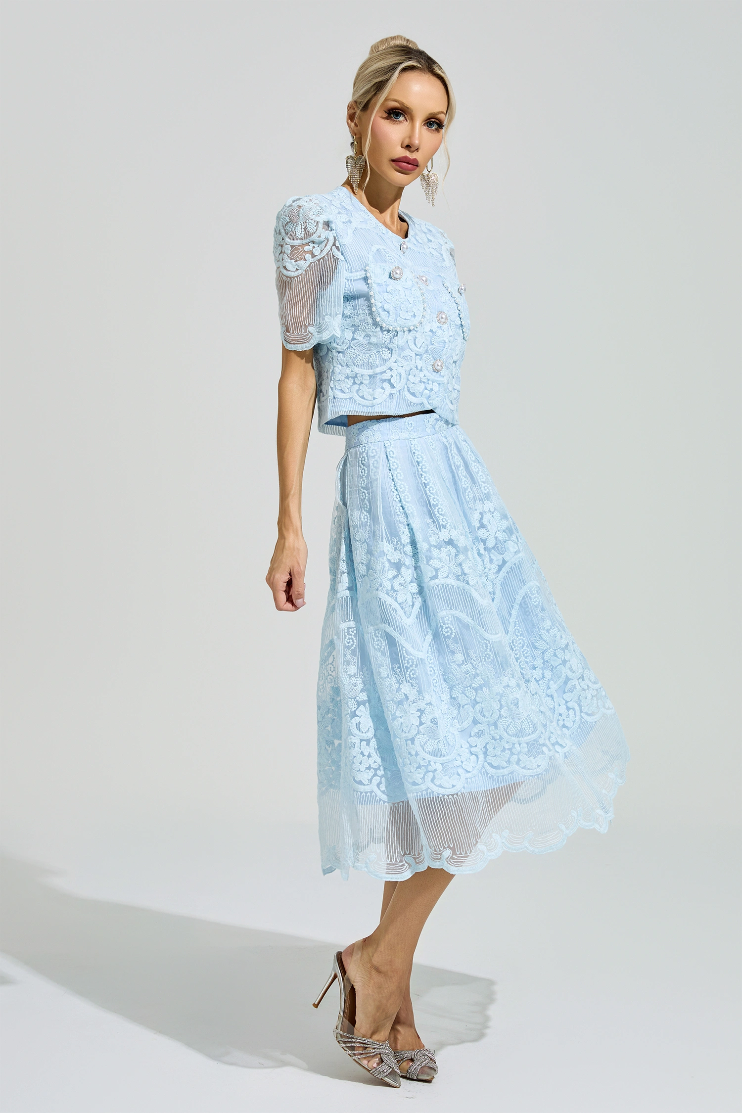 King Blue Lace Pearl Set