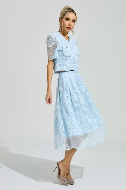 King Blue Lace Pearl Set