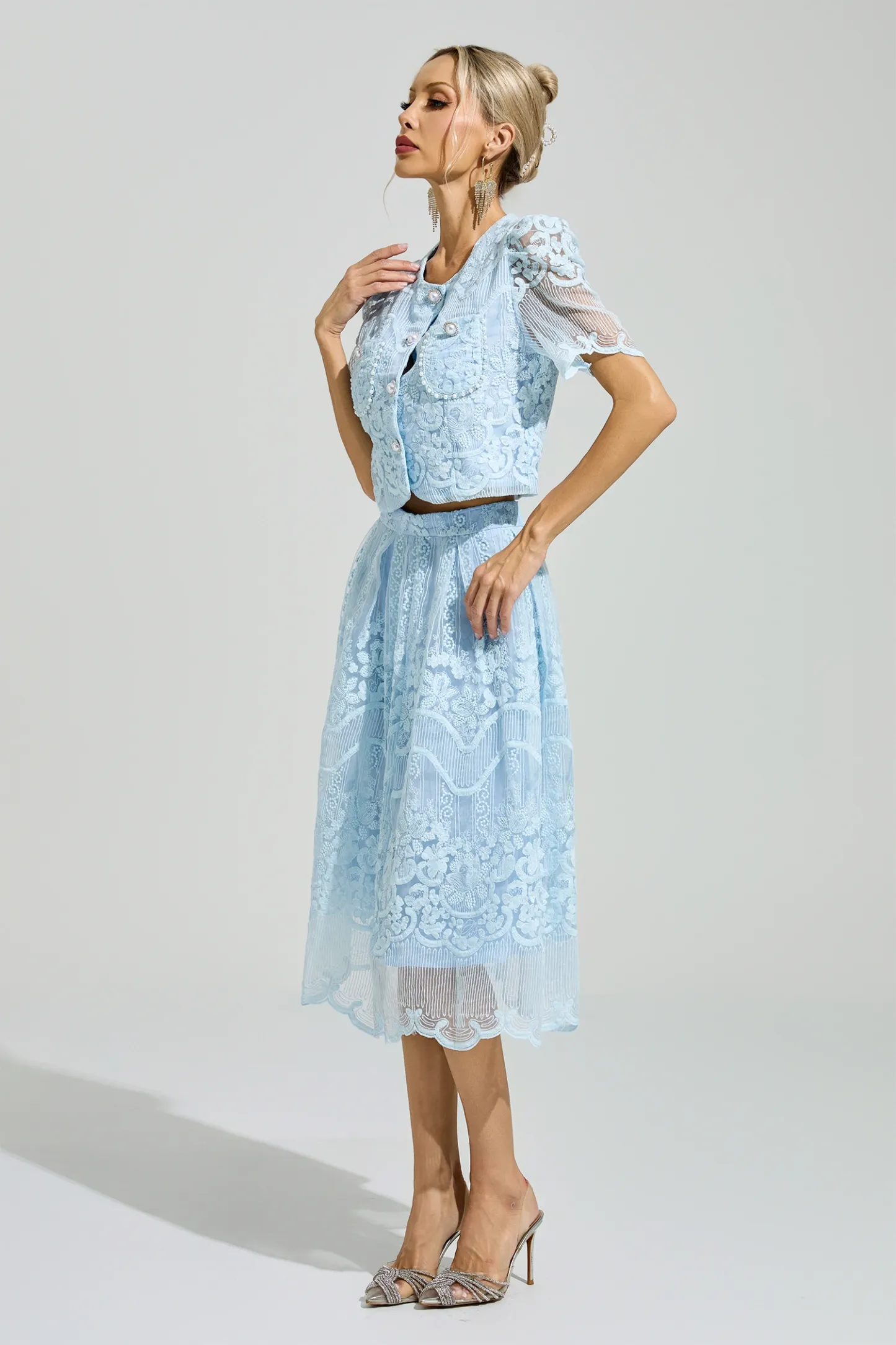 King Blue Lace Pearl Set