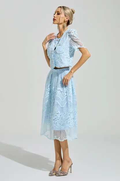 King Blue Lace Pearl Set
