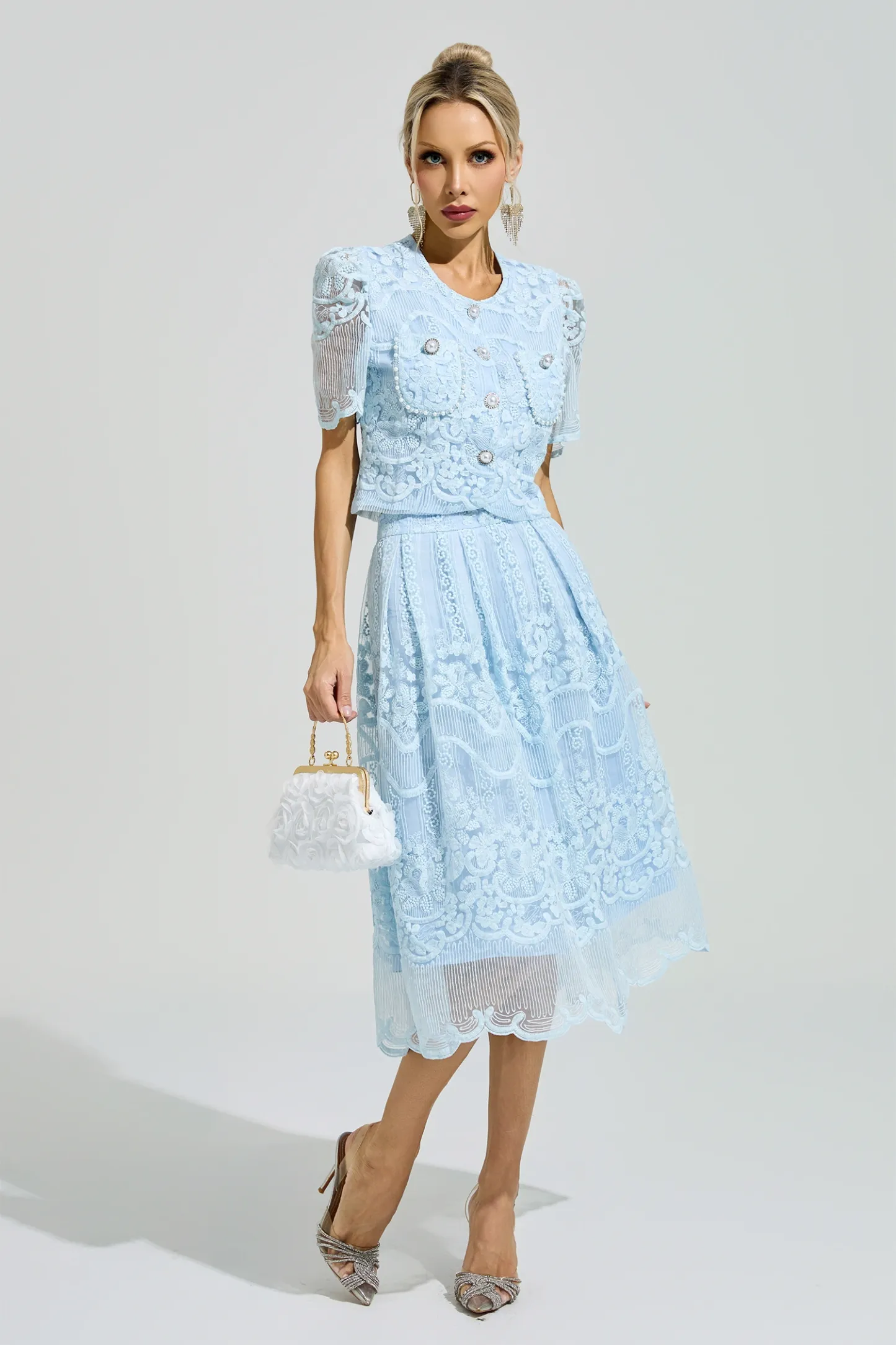 King Blue Lace Pearl Set