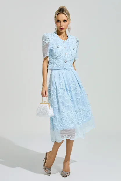 King Blue Lace Pearl Set