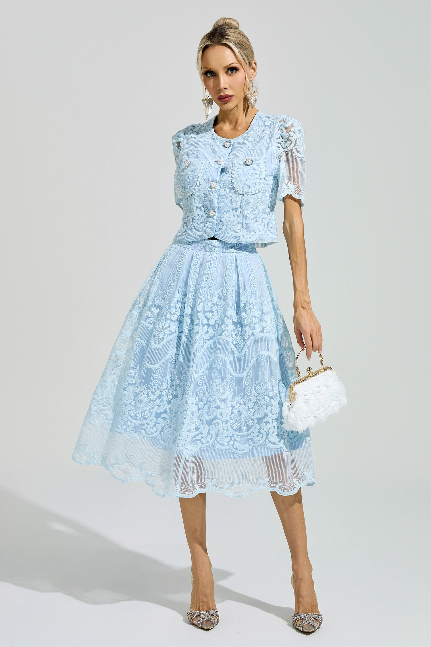 King Blue Lace Pearl Set