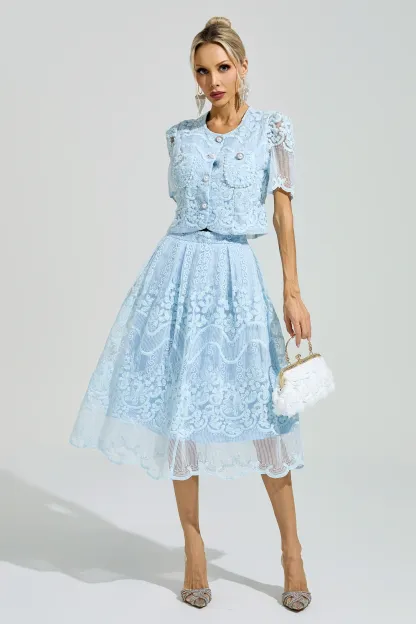 King Blue Lace Pearl Set