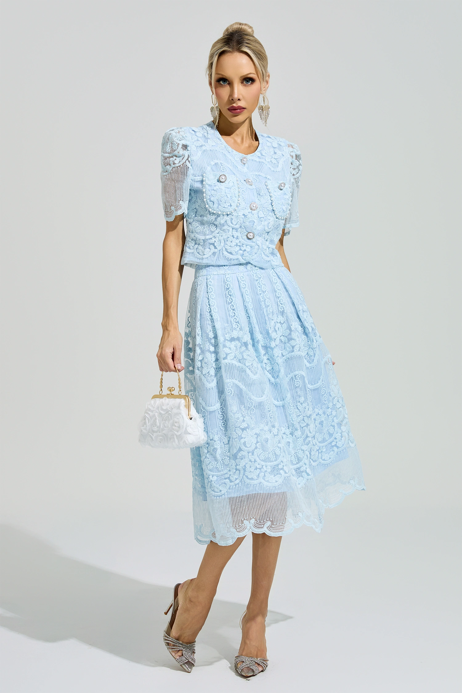 King Blue Lace Pearl Set