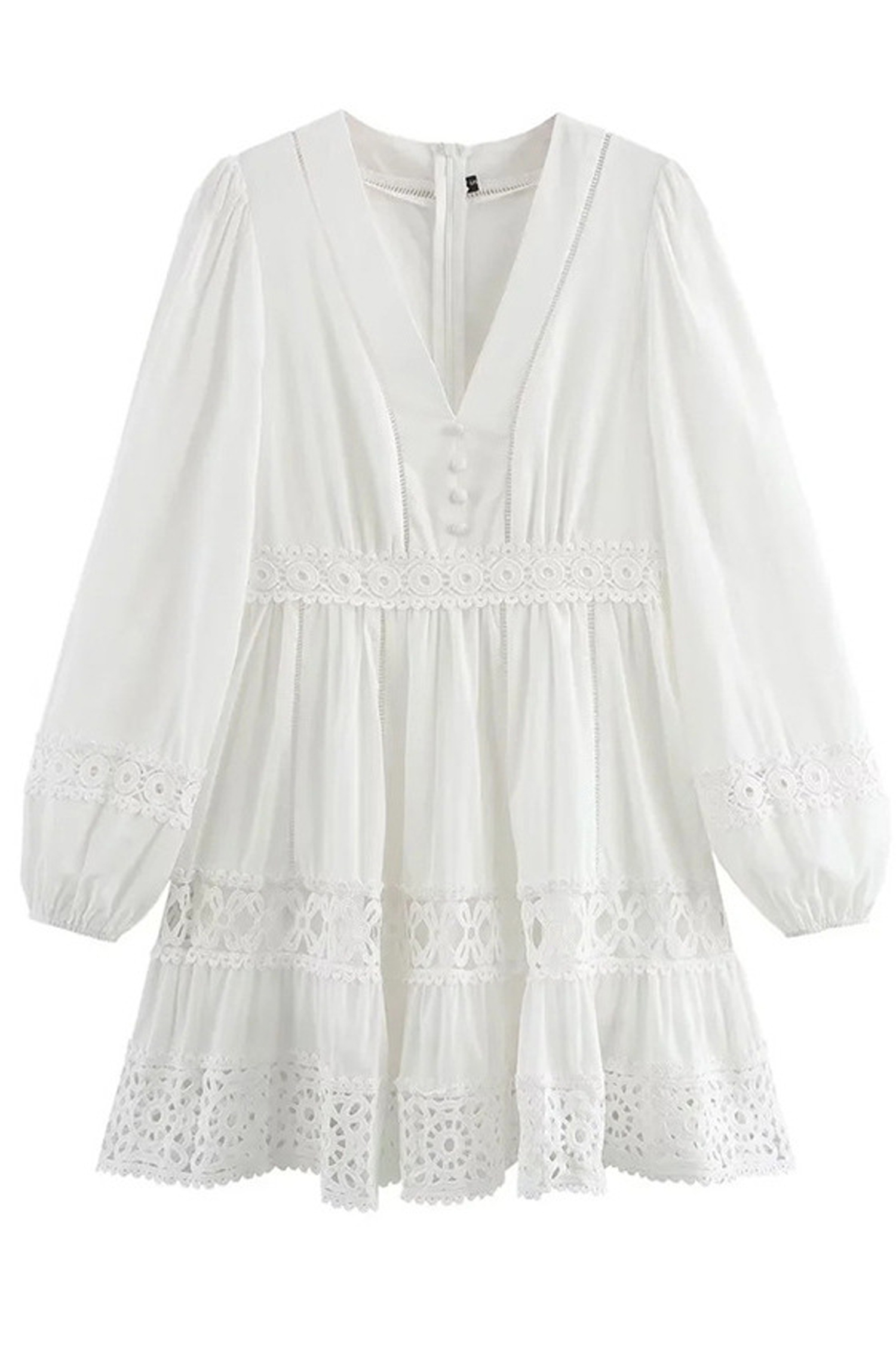 Hughes White Cut Out Long Sleeve Dress