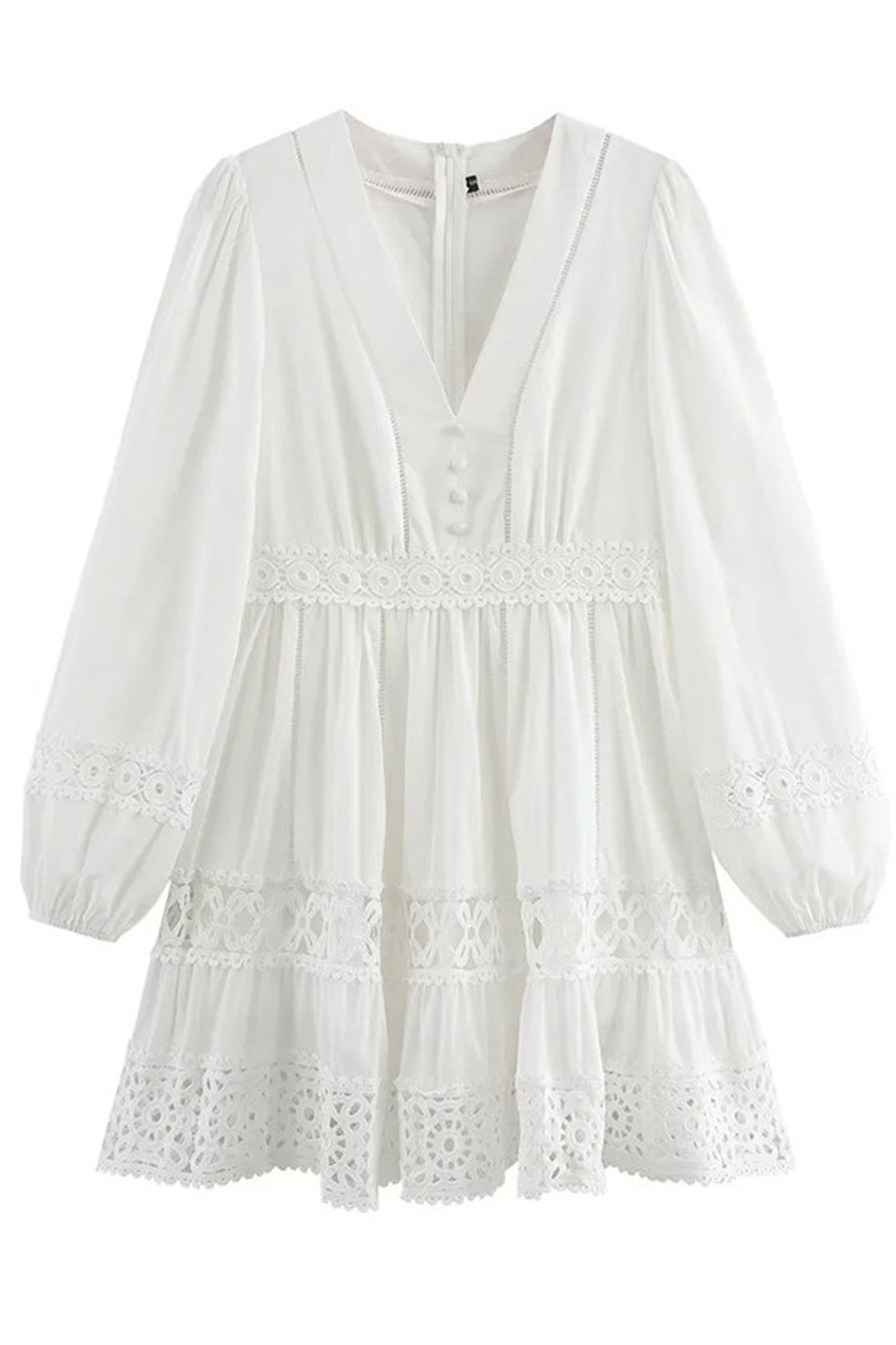 Hughes White Cut Out Long Sleeve Dress