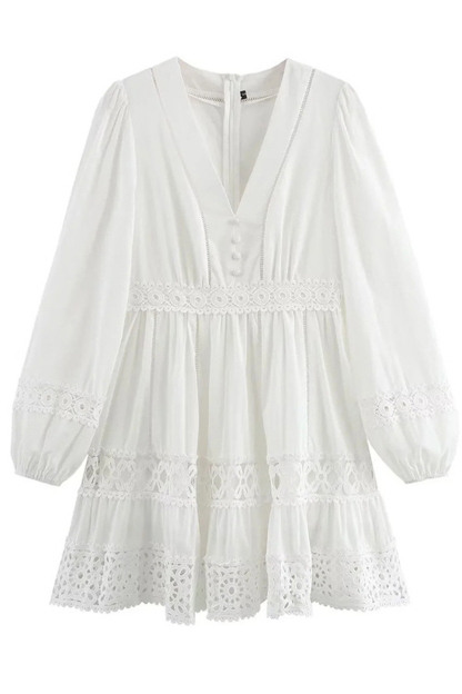 Hughes White Cut Out Long Sleeve Dress