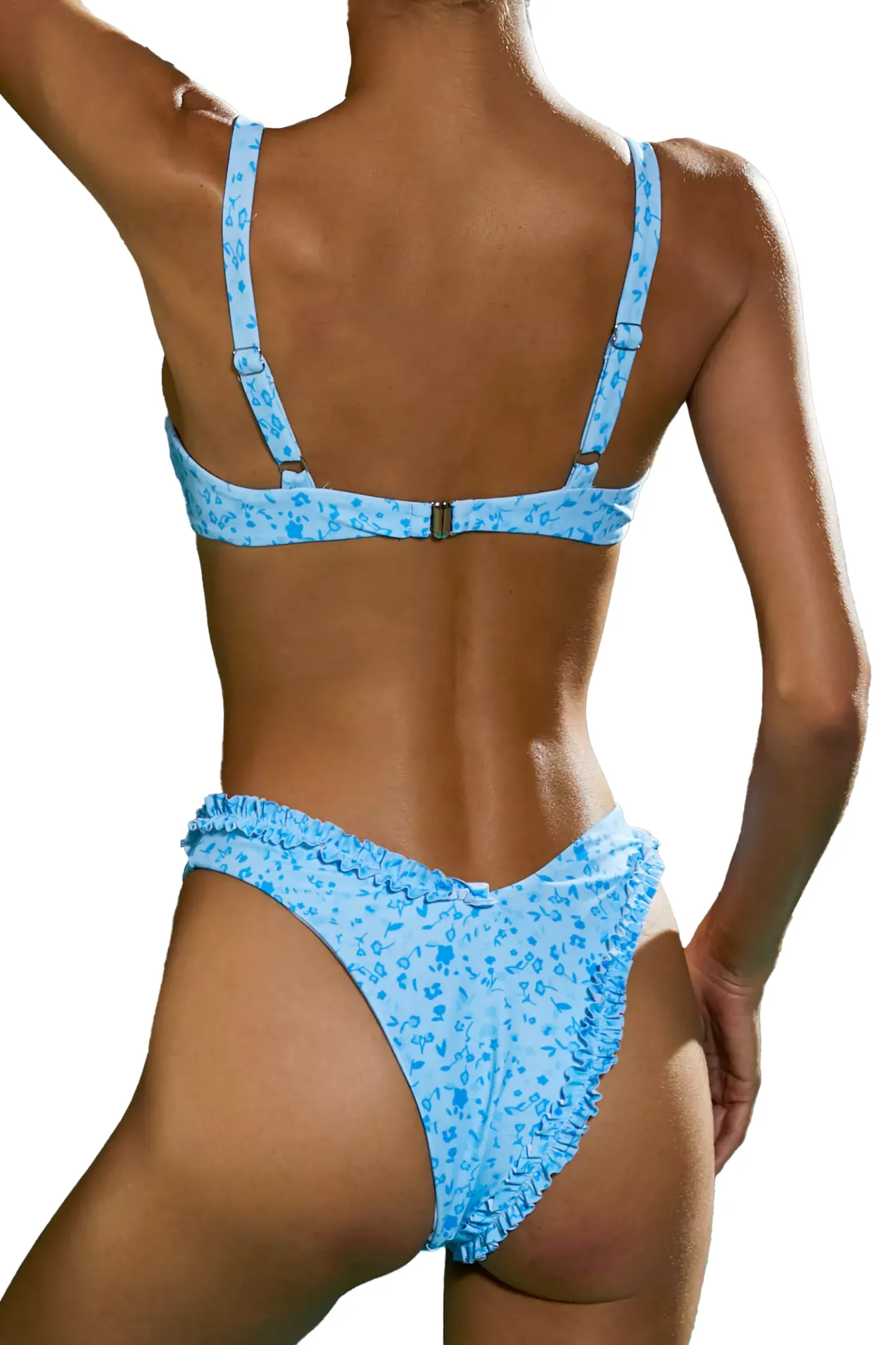 Grote Blue Ruched Printed Bikini