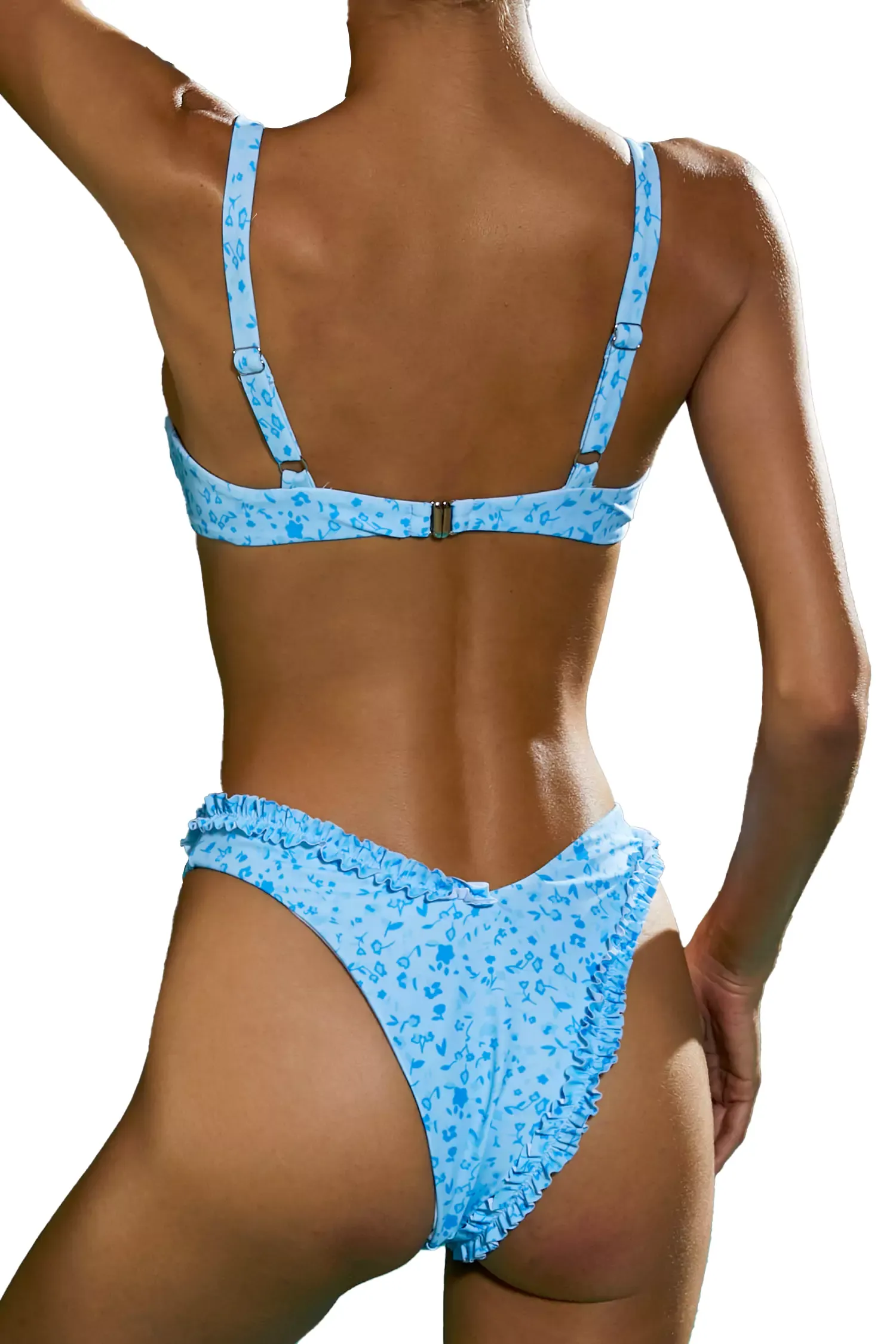 Grote Blue Ruched Printed Bikini