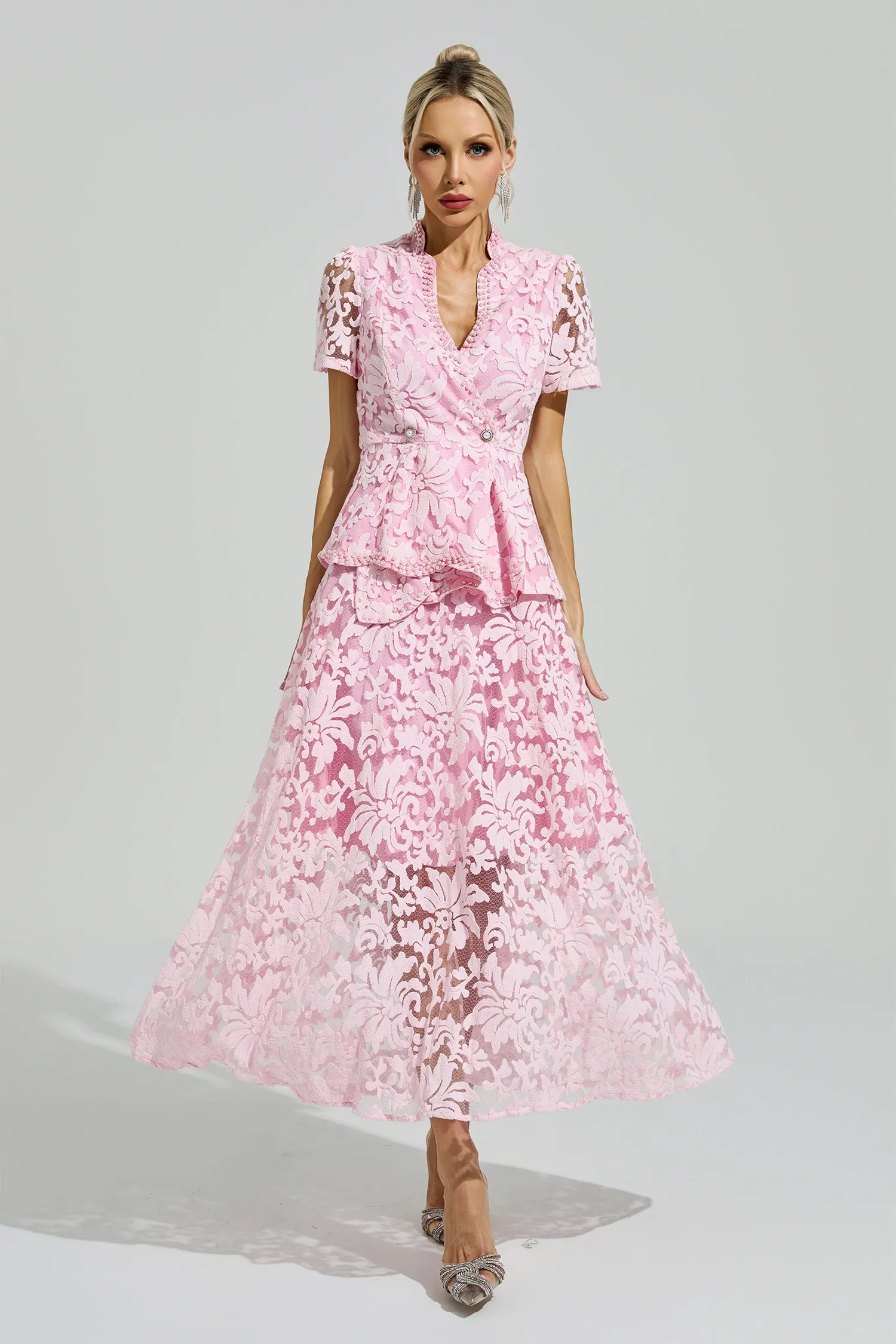 Armstrong Pink Embroidered Lace Set