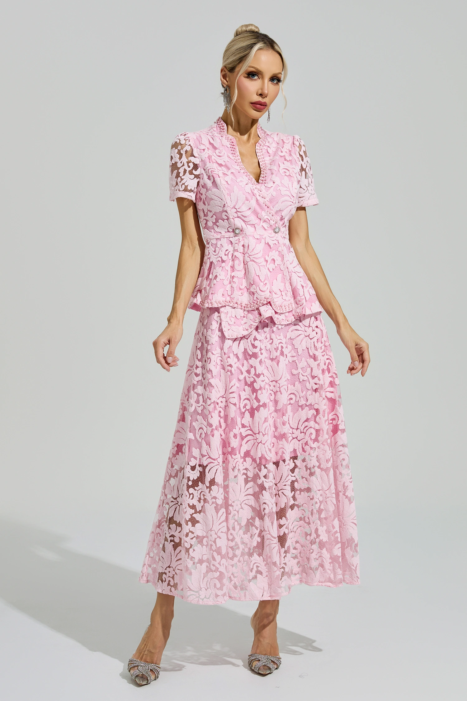 Armstrong Pink Embroidered Lace Set