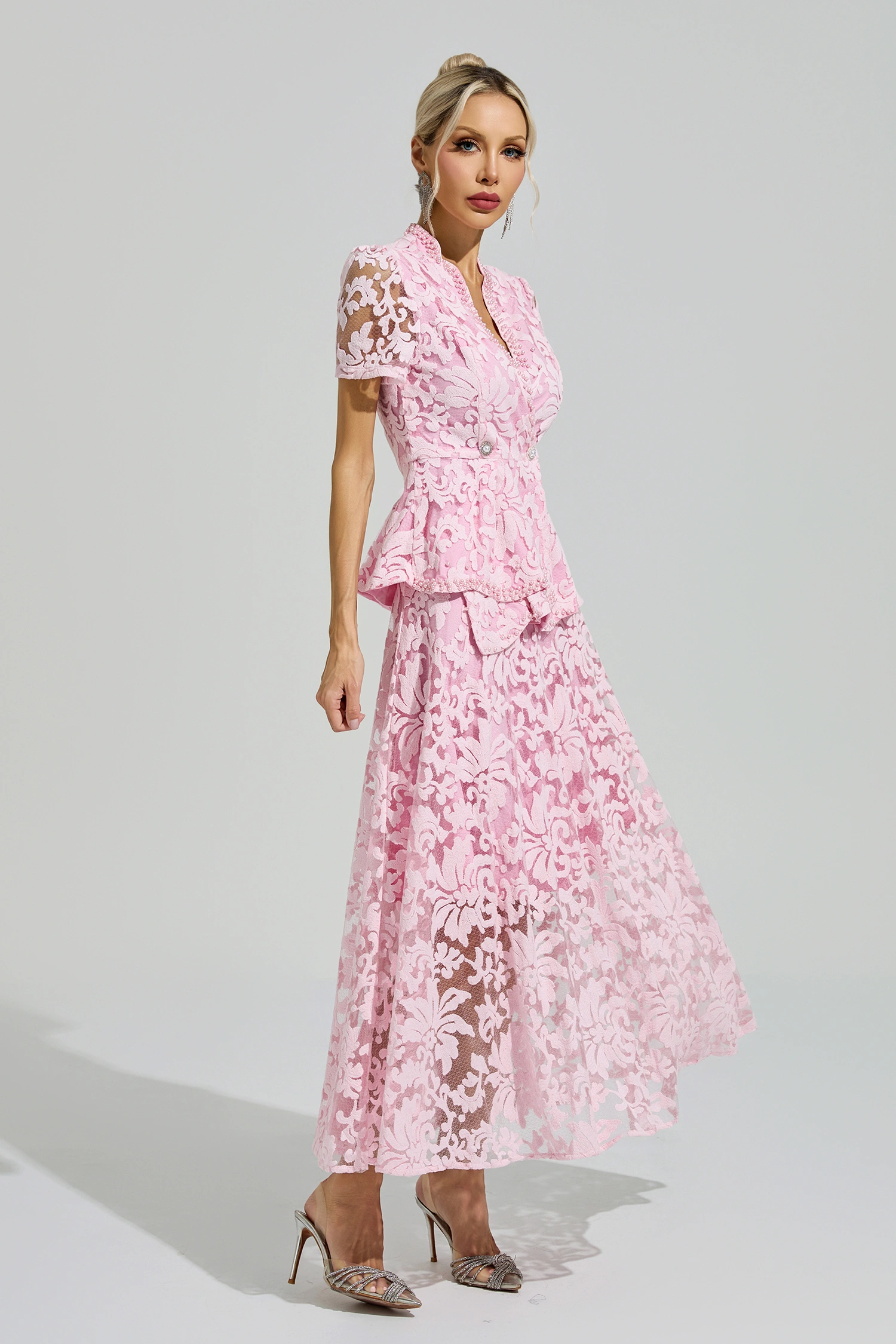 Armstrong Pink Embroidered Lace Set