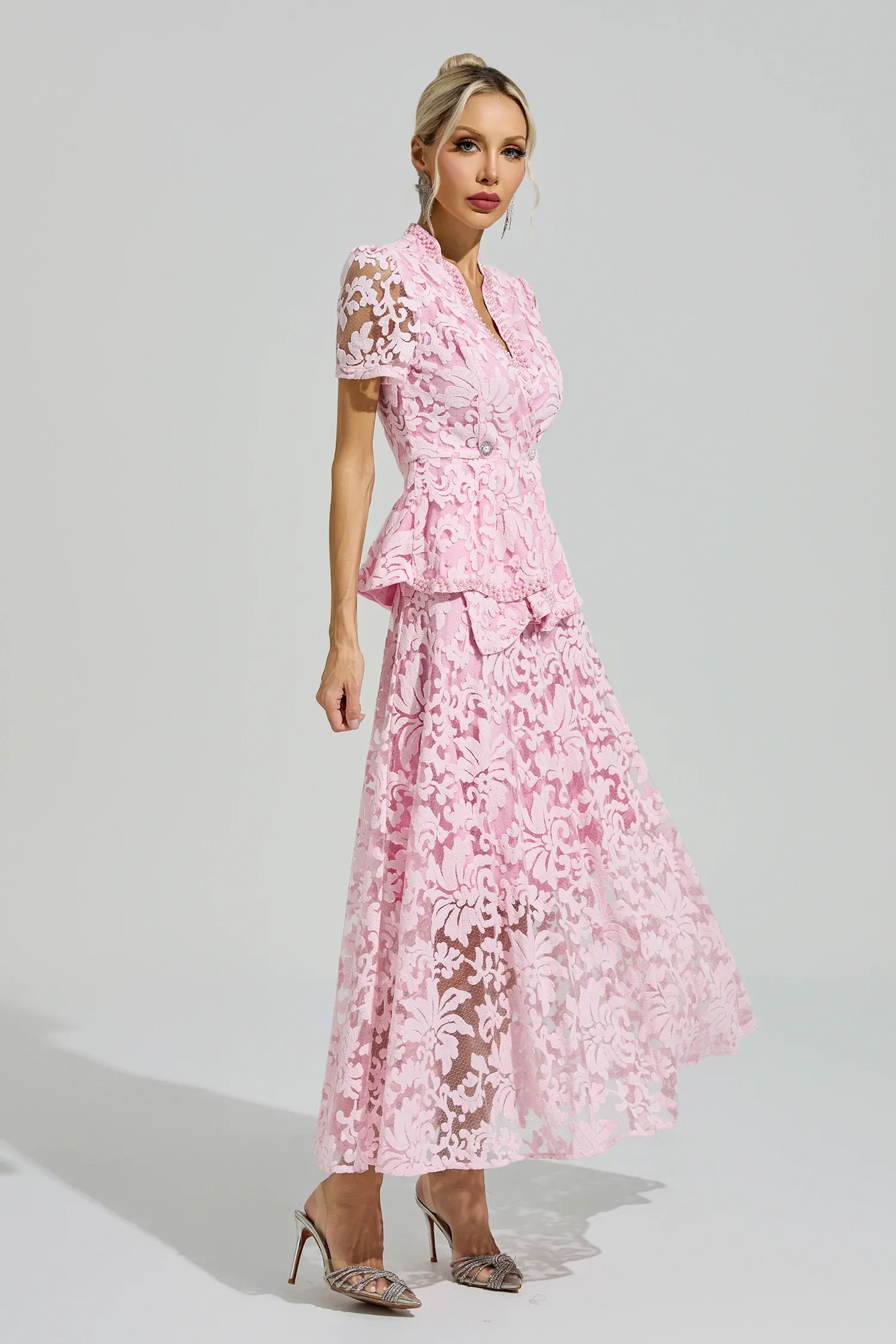 Armstrong Pink Embroidered Lace Set