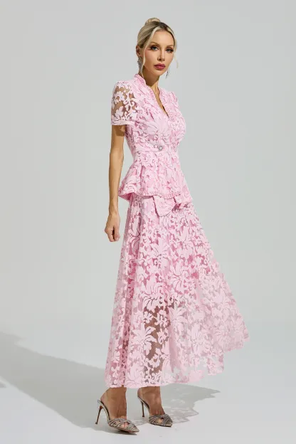 Armstrong Pink Embroidered Lace Set