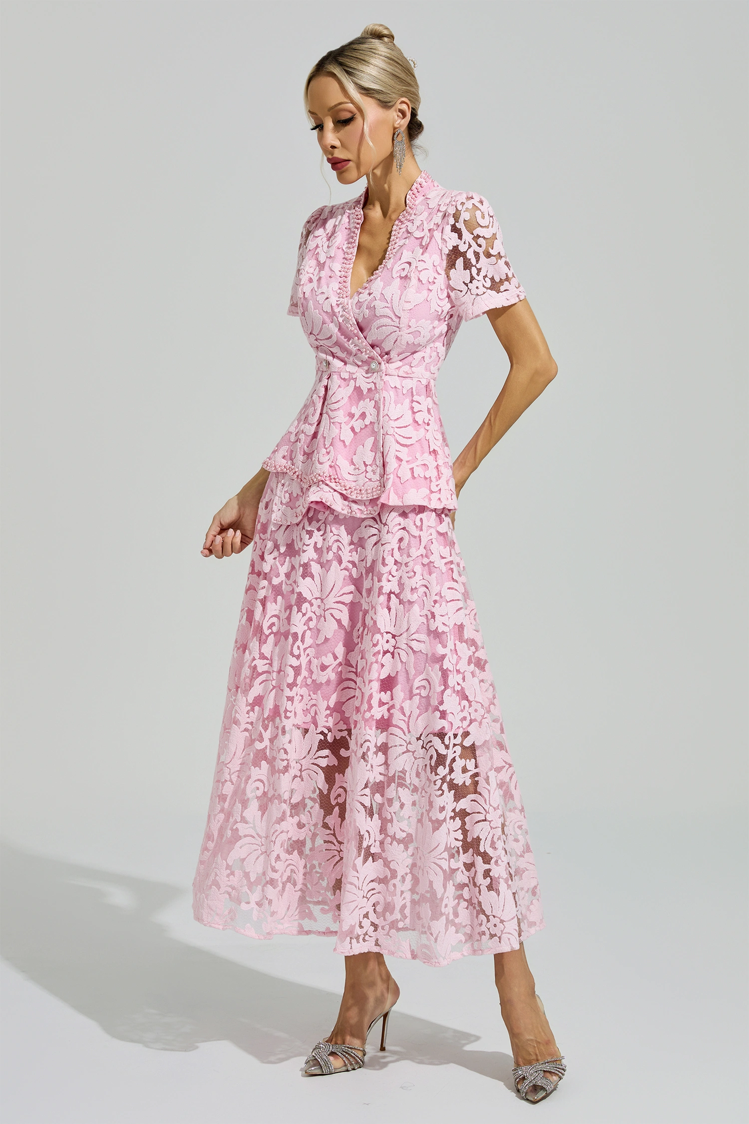 Armstrong Pink Embroidered Lace Set