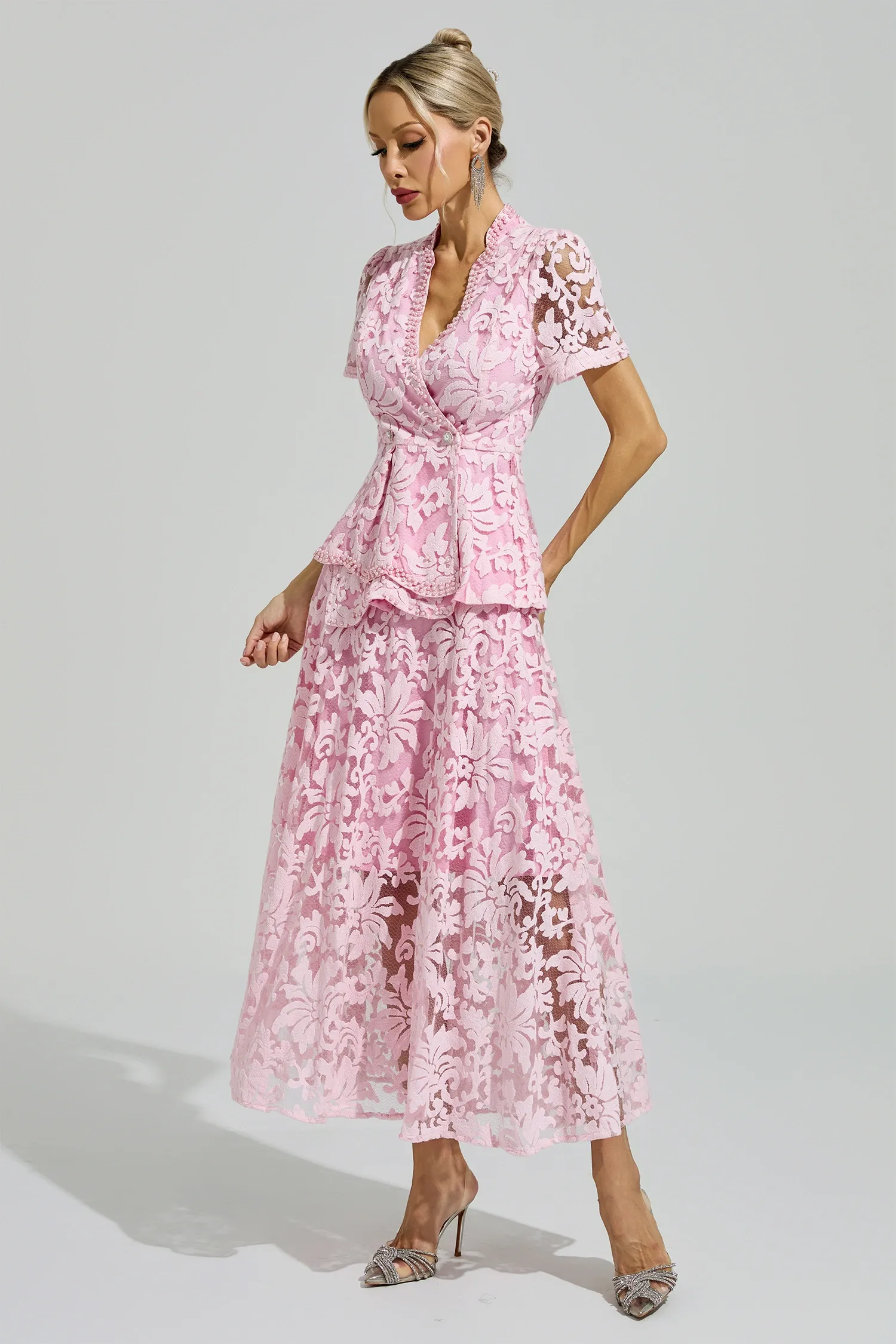 Armstrong Pink Embroidered Lace Set