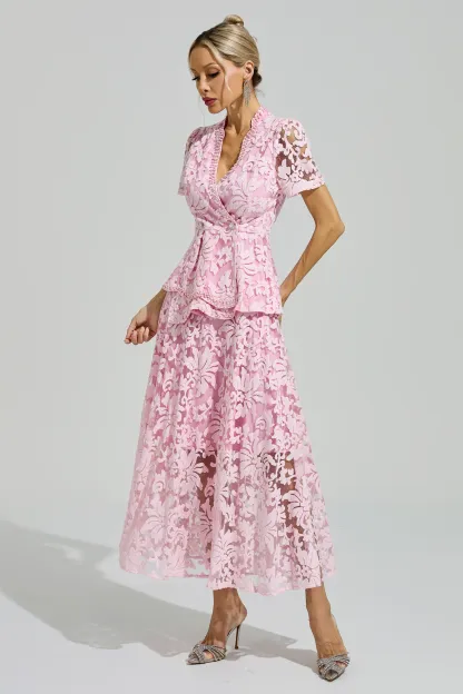 Armstrong Pink Embroidered Lace Set