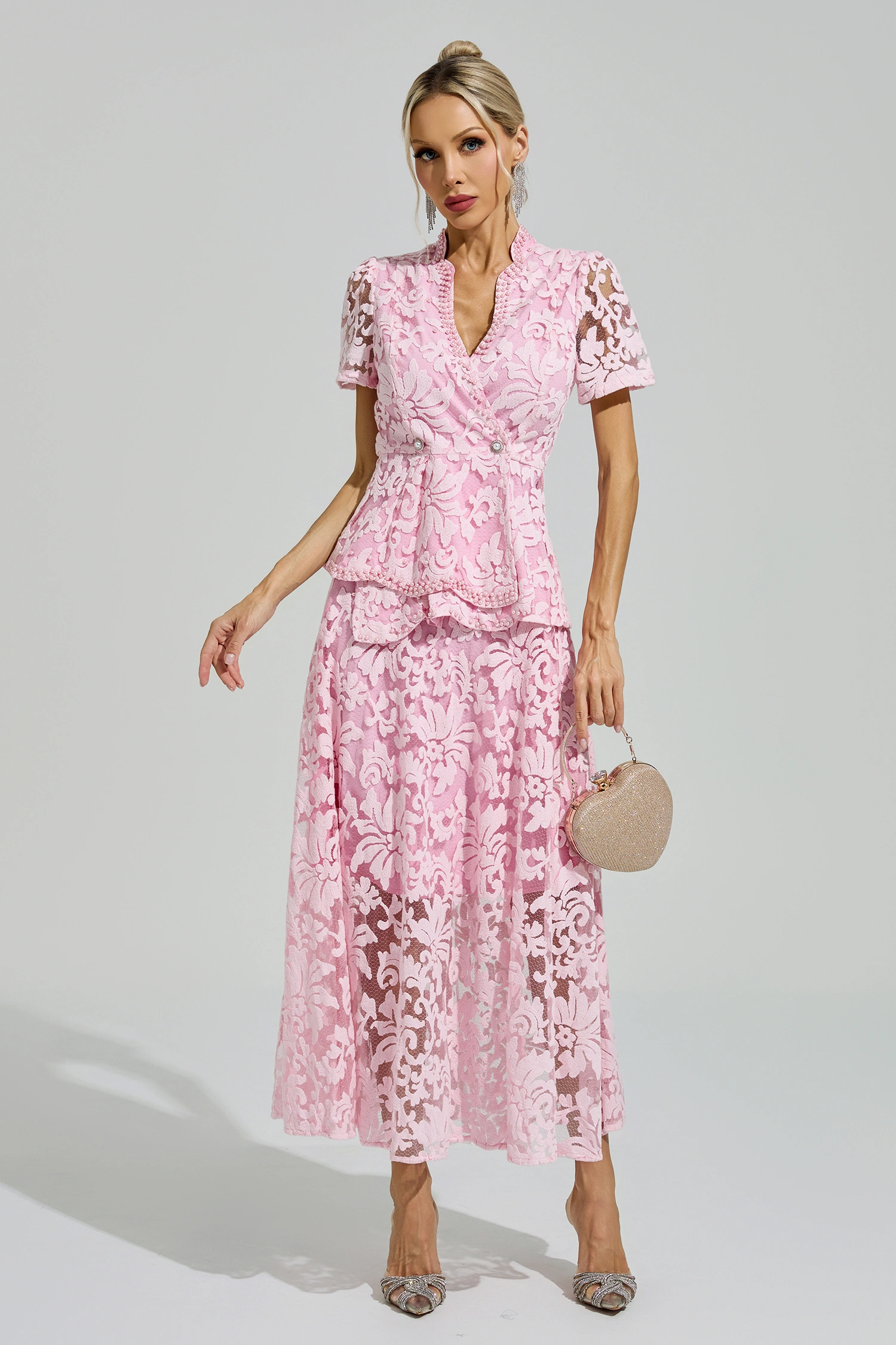 Armstrong Pink Embroidered Lace Set