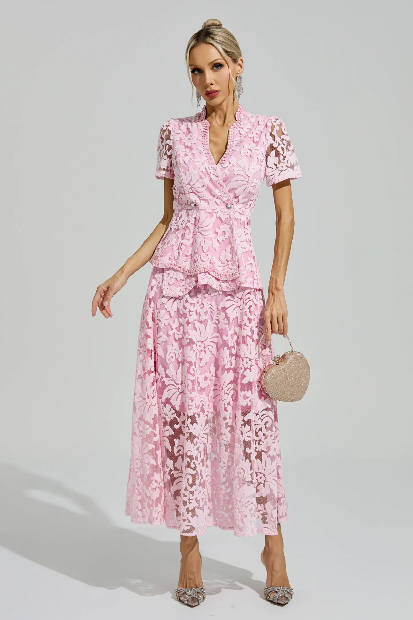 Armstrong Pink Embroidered Lace Set