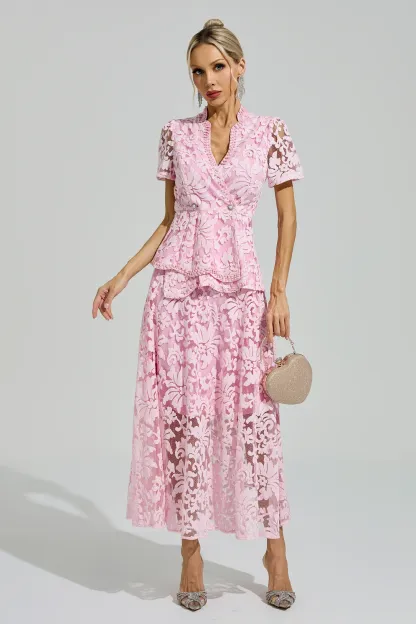Armstrong Pink Embroidered Lace Set