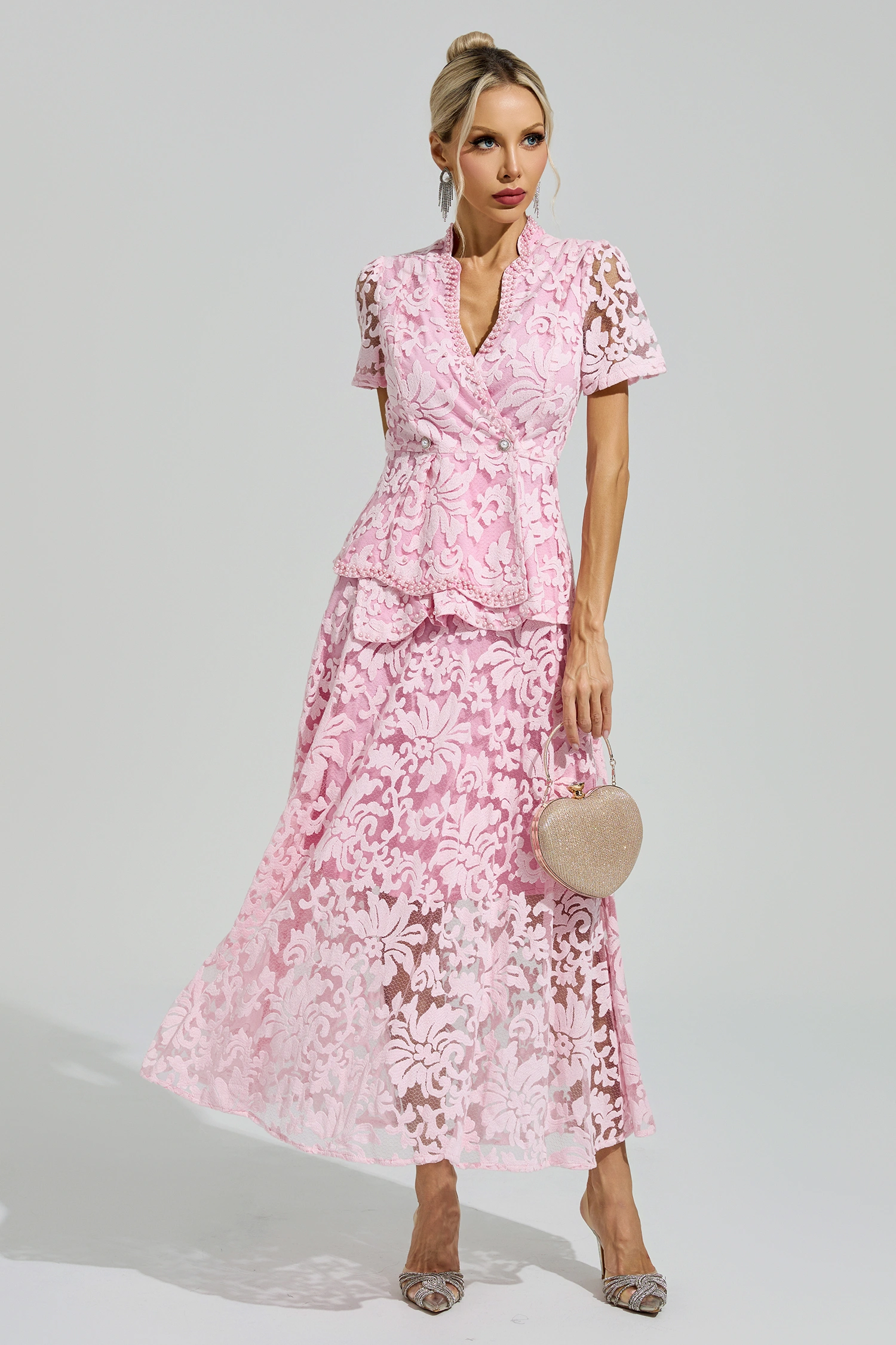 Armstrong Pink Embroidered Lace Set