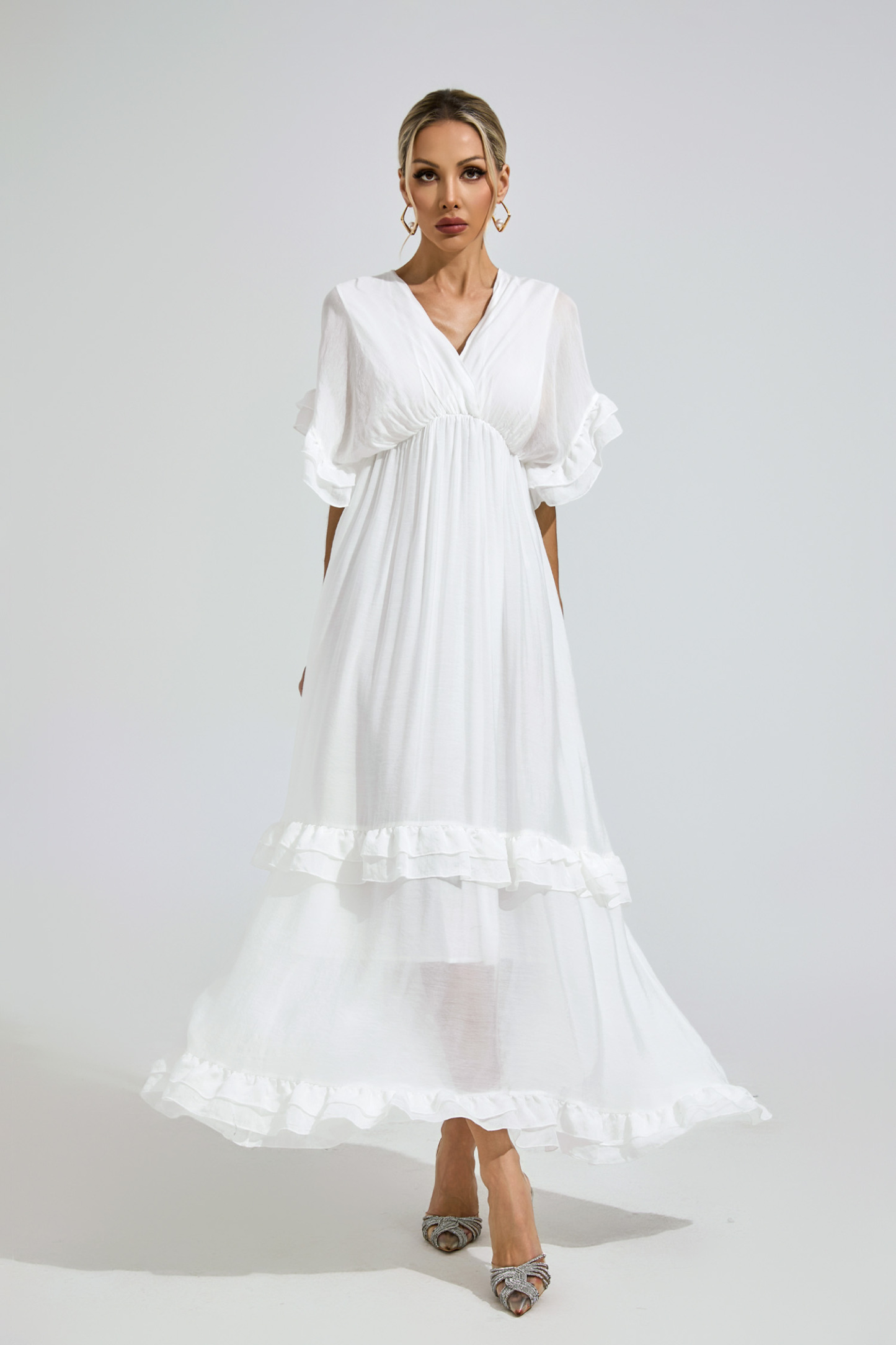 Taylor White A-line Skater Dress