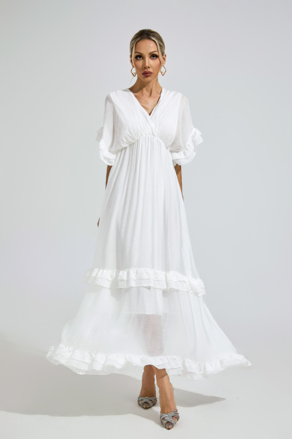 Taylor White A-line Skater Dress