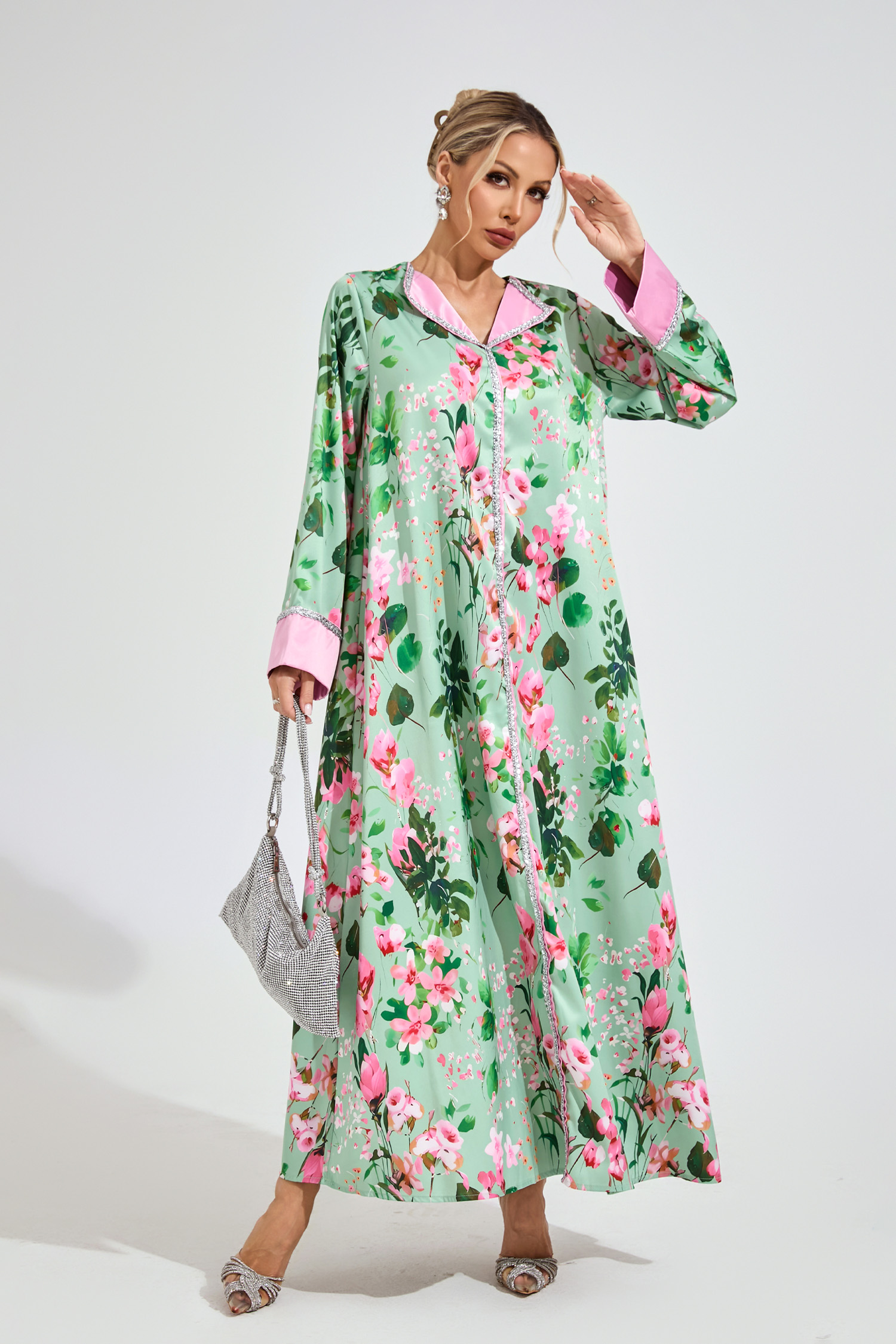 Keller Mint Green A-line  Print Floral Dress