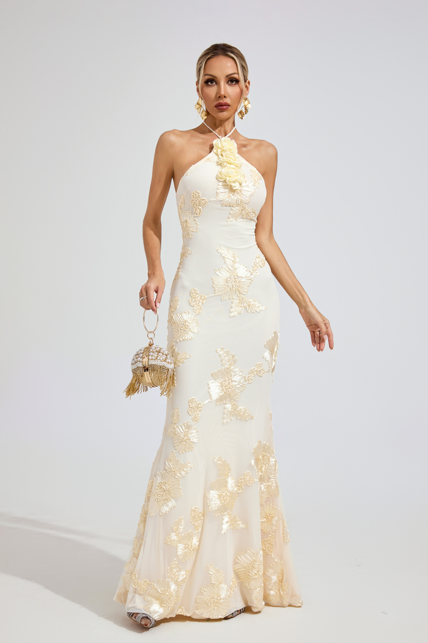 Larson Raw White STRAPLESS Maxi Dress
