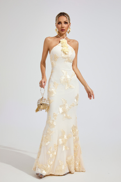 Larson Raw White STRAPLESS Maxi Dress