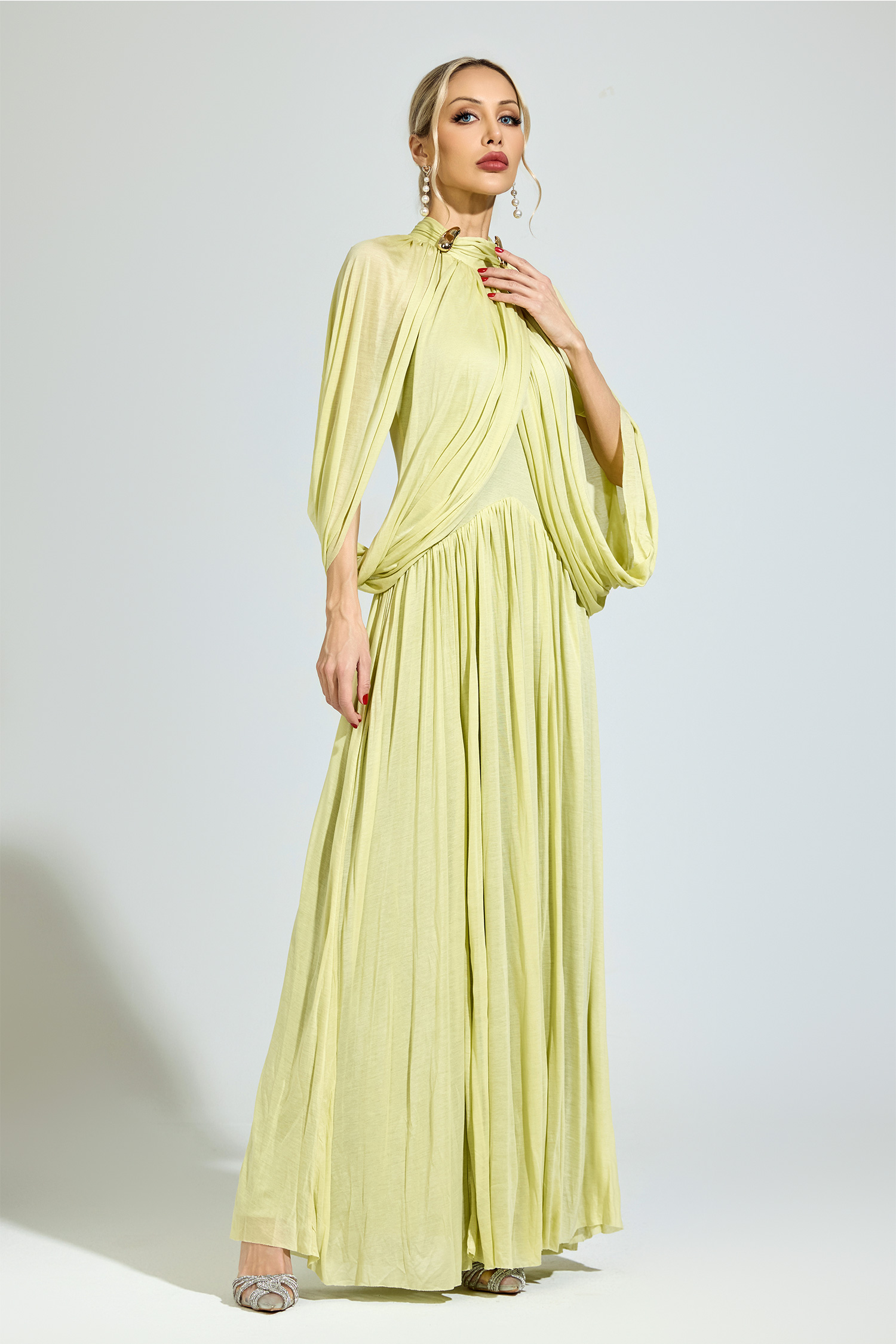 Luhmann​ Green Pleated Sweater Dress