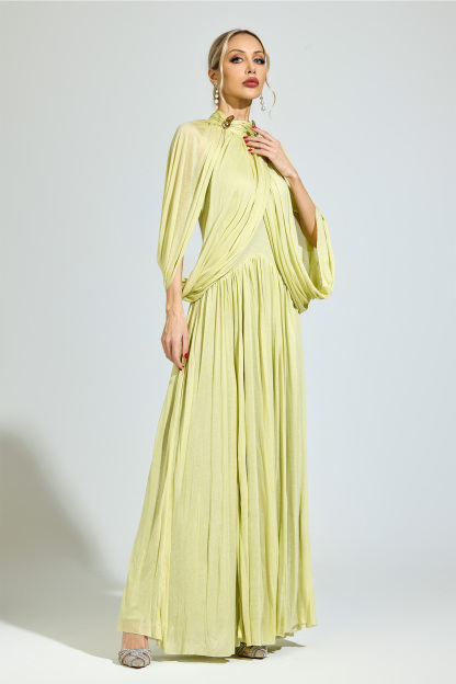 Luhmann​ Green Pleated Sweater Dress