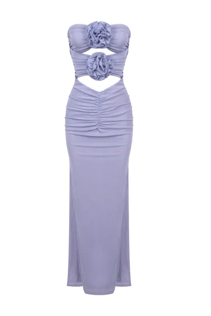 Gustave Purple Rose Off Shoulder Dress