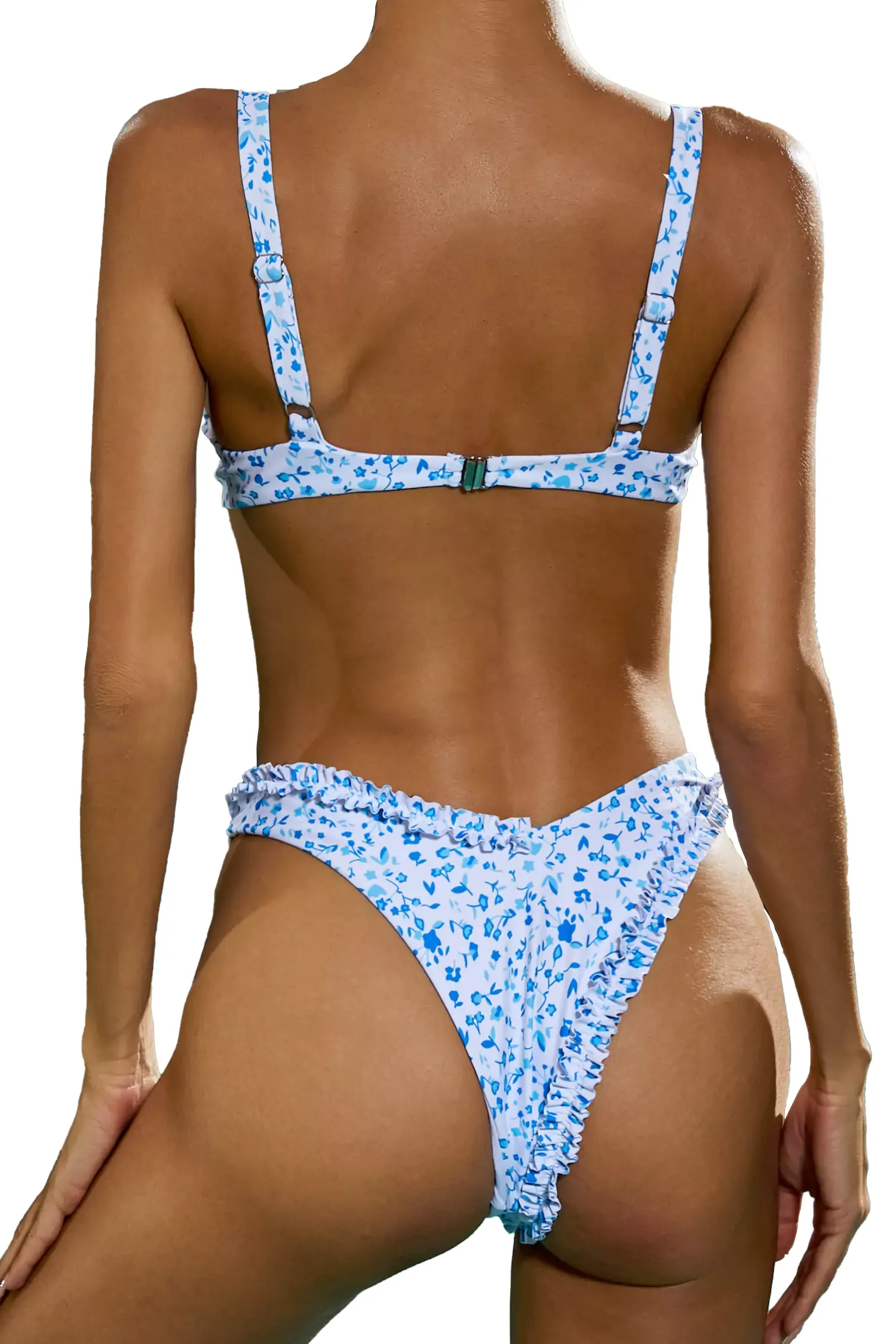 Grote White Ruched Printed Bikini