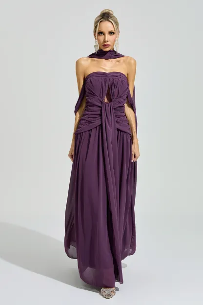 Horkheimer Purple Halter Neck Dress