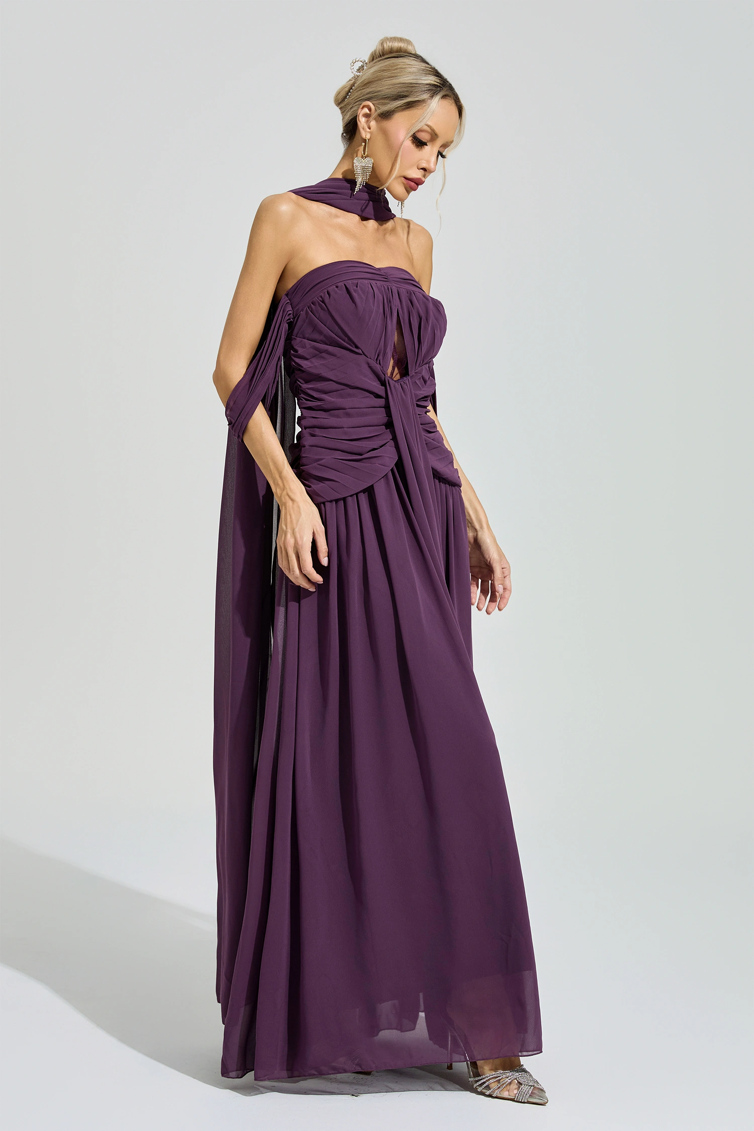 Horkheimer Purple Halter Neck Dress
