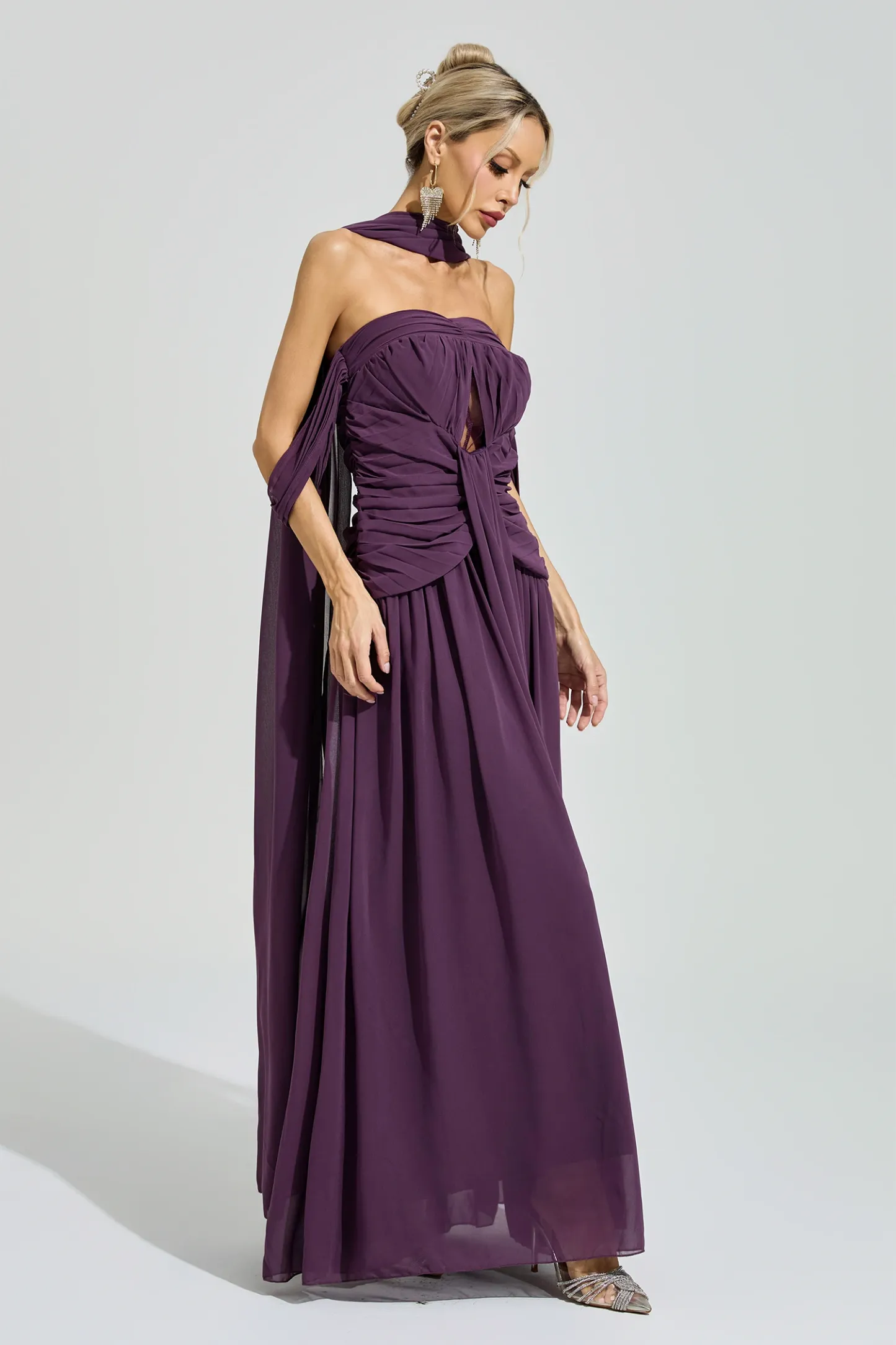 Horkheimer Purple Halter Neck Dress