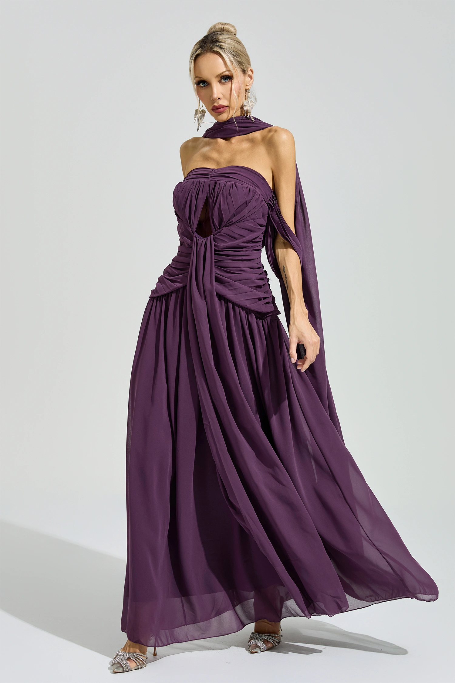 Horkheimer Purple Halter Neck Dress